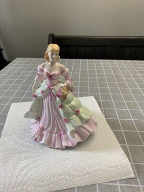 Royal Doulton Pink and Mint Green Lady Figurine